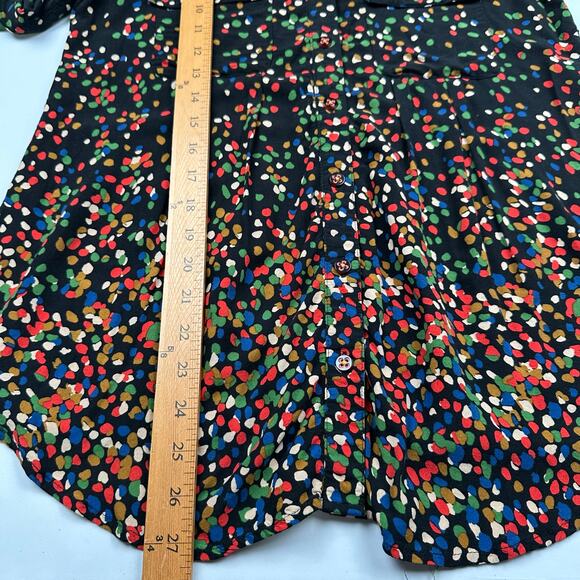 Maeve Top Womens 6 Black Polka Dot Long Sleeve Button Down Career Casual Blouse - Picture 10 of 12